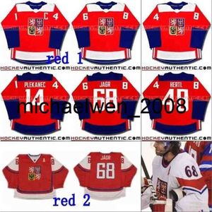 KOB WENG # 68 JAROMIR JAGR CNECCH REPUBLIC WCH TEAM Coupe du monde de Hockey Jersey 14 Tomas Plekanec 48 Tomas Hertl Custom Hockey Jerseys