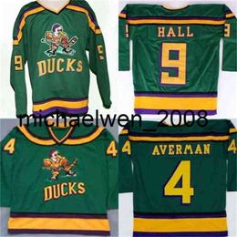 Kob Weng # 9 Jesse Hall Mighty Movie Hockey Jersey # 4 les Averman The Mighty of Men Movie Jersey Green S-3XL