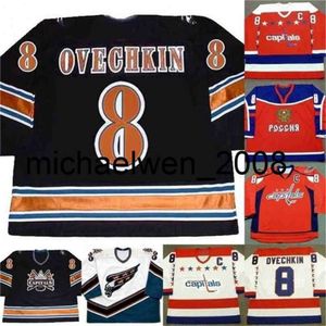 Kob Weng Alexa Ovechkins Jerseys 8 Alexan Ovechkins Red White Black Mens Youth 100% Broiderie Hockey Jerseys Expédition rapide
