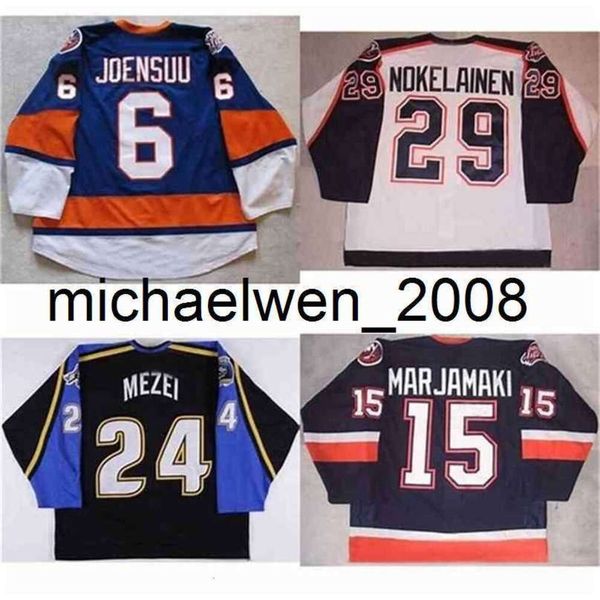 Kob Weng Bridgeport Sound Tigers Mens 29 Petteri Nokelainen 6 Jesse Joensuu 24 Branislav Mezei 6 Joel Bouchard 15 Masi Marjamaki Hockey Jerseys