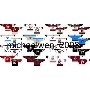 Kob Weng Go Aangepast 1990 91-1995 OHL MENS Dames Kinderen Witblauw Gray Red Stiched Guelph Storm S 2007 08-2009 Ontario Hockey League Jerseys