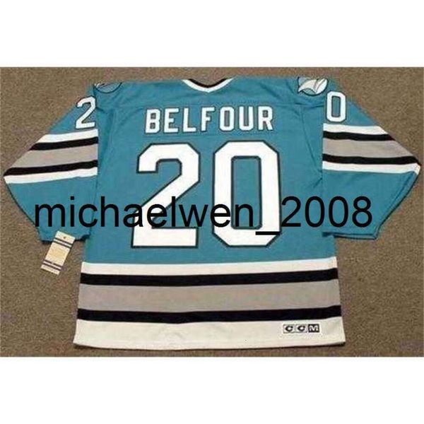 Kob Weng Men Women Youth Ed Belfour 1997 CCM Vintage Hockey Jersey tous cousus de la qualité supérieure n'importe quel nom n'importe quel numéro de gardien de but CUT