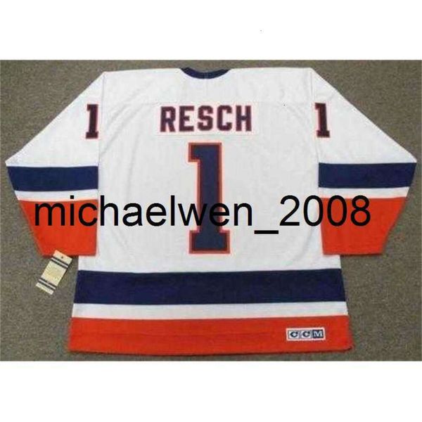 Kob Weng Men Women Youth Glenn Resch New York 1978 CCM Vintage Home Hockey Jersey tous cousus de la qualité supérieure tout nom n'importe quel numéro de gardien de but