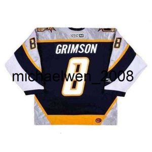 Kob Weng Mens Women Youth Custom Stu Grimson 2001 CCM Turn Turn Hockey Jersey Goalie Snijdt topkwaliteit elke naam elk nummer