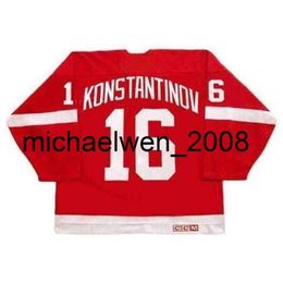 KOB Weng Vladimir Konstantinov Red 1995 CCM Vintage Hockey Jersey allemaal gestikt van topkwaliteit Elke naam Elk getal elke maat doelman Cut