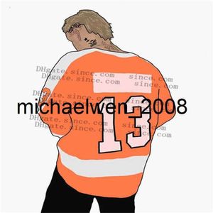 Kob Weng Dames Fashion Star #13 Lil Peep Jersey Hockey Jerseys Lady Mannen Kinderen Stitched Custom elk naamnummer Oranje Black Wit