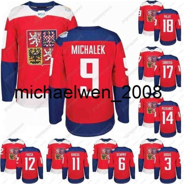 KOB Weng Copa Mundial de Hockey de Hockey República Checa Jersey 3 Gudas 9 Michalek 11 Hanzal 12 Faksa 14 Plekanec 18 Palat 23 Jaskin 31 Pavelec Jerseys