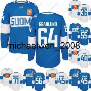 Kob Weng Wend World Of Hockey Finland Team Jersey Komarov Granlund Haula Ristolainen Filppula Vatanen Rask Jokinen Men Femmes jeunes Hoceky Jerseys