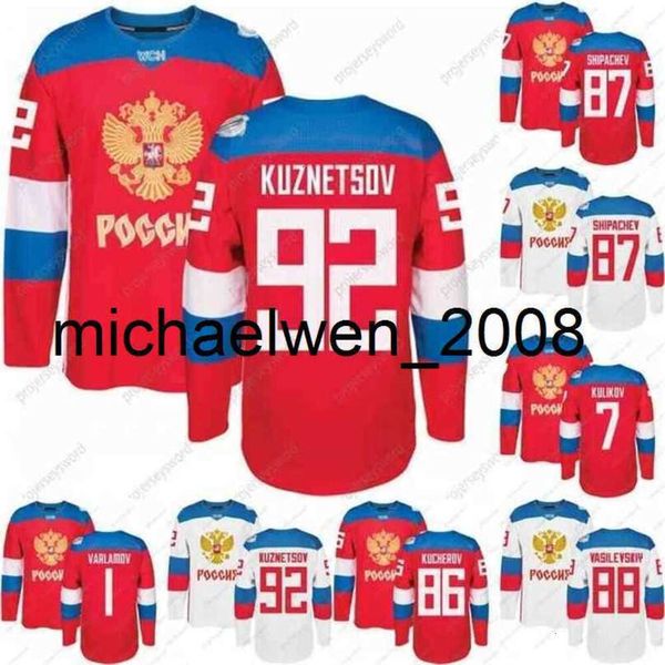 Kob Weng World Cup Team Russia Hockey Jersey WCH 86 Kucherov 87 Shipchev 9 Orlov 7 Kulikov 1 Varlamov 92 Kuznetson 77 Telegin Ice Hockey Jersey