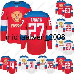 Kob Weng Coupe du Monde Team Russia Hockey Jerseys WCH 74 Emelin 72 Bobrovsky 47 Marchenko 42 Anisimov 41 Kulemin 27 Panarin 22 Zaitsev Jerseys