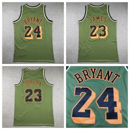 Kobe Bryant 24 James 23 Michael # 23 Jersey Army Green Jerseys Basketball Hommes Cousu Jersey S-XXL Mix Match Order