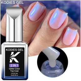 KODIES GEL AURORA TERGE COAFE UV GEL RISON DU NOIE 15 ML SEMI PLIMENTS Chrome Chrome Gellak Finish Topcoat Manucure Art 240509