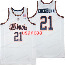 Kofi Cockburn Illinois Fighting Illini College Basketball Jersey Homme Tout Cousu Blanc Taille S-XXXL