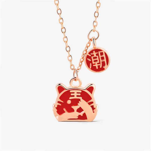 KOFSAC chinois zodiaque timide petit tigre colliers pour femmes 925 bijoux en argent Sterling pendentif fille année d'anniversaire