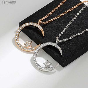 KOFSAC Glanzende Volledige Zirkoon Crescent Moon Star Choker Voor Vrouwen 925 Zilveren Ketting Sieraden Mode Dame Valentijnsdag Accessorie L230704