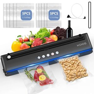 KOIOS Hine sous vide, coupe-aliments automatique, modes secs et humides, système puissant de conception compacte, équipé de 10 sacs de scellage et de tuyaux à ventouse d'air