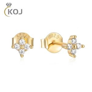 KOJ exquis D couleur boucles d'oreilles pour femmes 100% 925 argent Sterling diamant blanc Mini fleur boucle d'oreille bijoux 240228