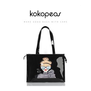 Kokopeas Eco Friendly Flower Tote Bag Reusable PVC PVC Handsel London Style Fomen Women Shopper Purse 240328