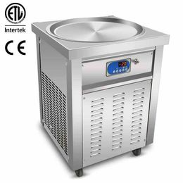 Kolice apparaten Gratis verzending ETL CE Franchise enkele ronde pan van 55 cm ROLL FRY ICE CREAM MACHINE