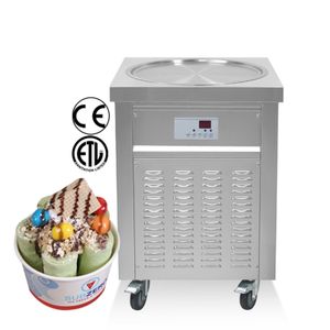 Gratis verzending tot aan de deur Kolice commerciële keuken enkele ronde pan van 55 cm Fried ROLL ICE CREAM MACHINE