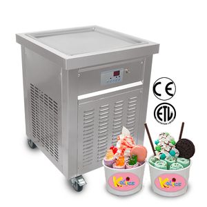 Kolice Commercial ETL CE Kitchen Equipment Single Square 52x52cm Machine de crème glacée à rouleau instantané avec PCB de contrôleur de température