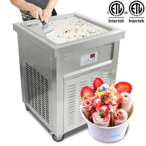 Kolice USA WH gratis levering tot aan de deur enkele vierkante 52x52cm platte pan Keuken Thaise instant roergewalste gebakken ijsmachine maker