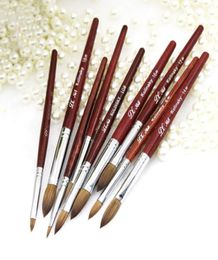 Brosse à ongles en acrylique kolinsky sable pour la manucure en poudre en bois plat Brôles de constructeur de gel Choisissez la taille 4997476