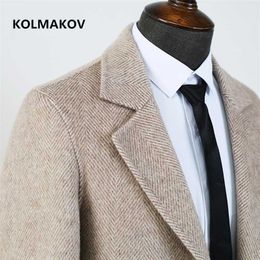 KOLMAKOV Llegada Abrigo de lana de invierno Abrigo de trinchera gruesa Hombres, Chaquetas de lana de doble cara casuales inteligentes para hombres, Tamaño M-XXXL 211122