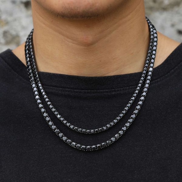 Kolye, diseño único, 5mm, negro, Vvs, moissanita, cadena de tenis con diamantes, certificado Gra, collar de plata S925 para hombres, joyería para hombre