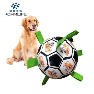 Kommilife Dog Toys Interactive Outdoor Training Pet Bite Chew Toy voor Small Medium S-voetbal voor S 211111