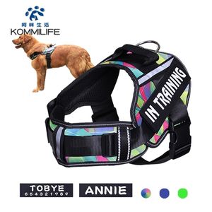 KOMMILIFE Nylon Transpirable Arnés para perros Personalizado Ajustable K9 para S Reflectante Pet No Pull Vest 211022