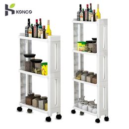 Konco cuisine étagère de rangement organisateur pour marchandises réfrigérateur côté 2/3/4 couche amovible avec roues salle de bain organisateur 211102