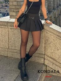 Kondala vintage occasionnel chic jupe jupe solide courte zipper hétéro fashion folie de vacances mini 240403