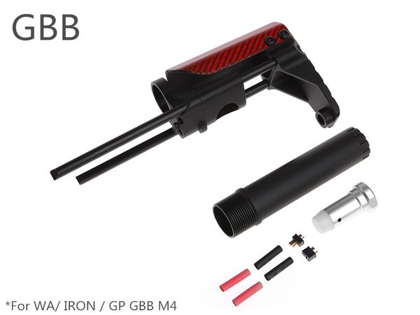 Kongfu911 freno y embrague táctico AIRSOFT PDW estilo Stock para M4 GBB AEG sistema versión aluminio fibra de carbono rojo