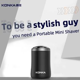 KONKA Portable mini rasoir électrique tondeuse à barbe rasoir utilisation humide et sèche bande C Charge rasoir pour hommes rasoir 240109
