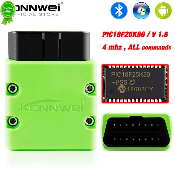 KONNWEI ELM327 V1.5 OBD2 escáner KW902 escáner automático compatible con Bluetooth MINI ELM 327 OBD 2 KW902 lector de código para teléfono Android