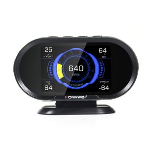 KONNWEI KW206 Computadora del vehículo Medidor automático OBD2 Herramientas de escáner Hud Head-Up Display 12V Auto-Styling Overspeed Velocímetro Boost Gauge