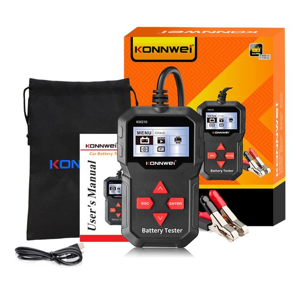 KONNWEI KW210 testeur automatique intelligent de batterie de voiture 12V outils de Diagnostic analyseur de batteries automatique 100 à 2000CCA démarrage