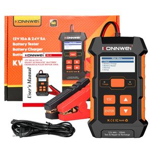 KONNWEI KW520 12V 10A 24V 5A Automatic Car Truck Battery Tester Charger Lead Acid Car Battery Pulse Repair Tool AGM Gel Lithium