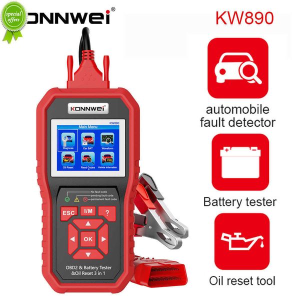 KONNWEI KW890 réinitialisation de l'huile OBD2 Scanner voiture testeur de batterie professionnel analyseur moteur vérifier lecteur de Code automobile outil de diagnostic