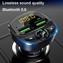 Konrisa Car FM Transmetteur Bluetooth 5.0 Double chargeur USB Kit de voiture sans fil de voiture FM Prise en charge de la carte USB TF Carte USB