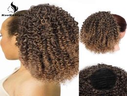 Kookastyle afro Kinky Curly Ponytail Hair Extension DrawString Afro American Short Wrap Chignon Synthetic Puff Clip in Hair Plice 2