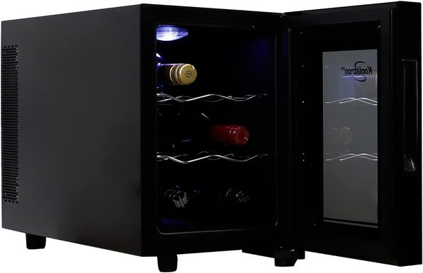 Refroidisseur à vin Koolatron 6 bouteilles, noir, réfrigérateur à vin thermoélectrique, 0,65 pi³(16 L), cave à vin autoportante, stockage de vin rouge, blanc et mousseux pour petite cuisine