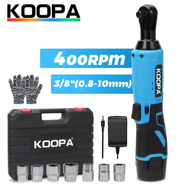 Koopa – jeu de clés à cliquet électriques sans fil, 40 pieds-lb, Kit de cliquet électrique 12V, vitesse variable avec batterie Lithium-Ion 1500mAh 3/8 240112