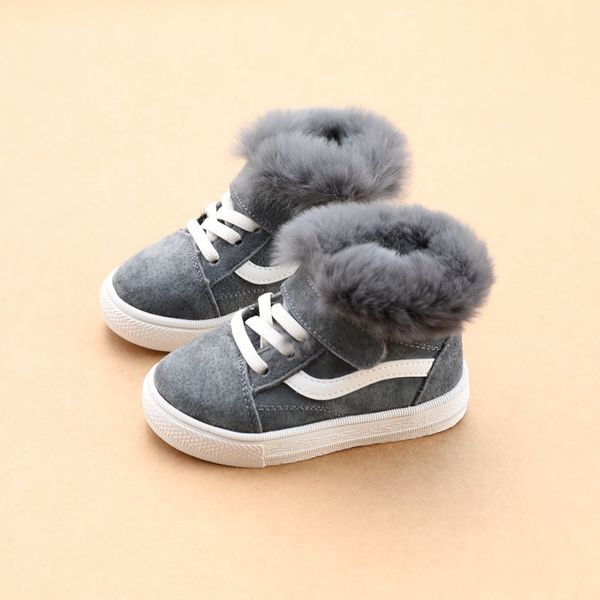 Koovan Bottes chaudes pour enfants 2020 Hiver Cuir véritable Lapin Cheveux Plus Velours Casual Coton Chaussures 1-3 ans Bébé Botte de neige LJ201104