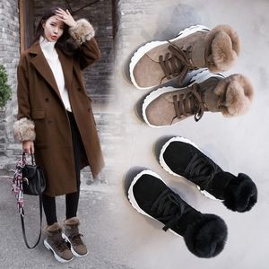 Koovan para mujer nuevas botas de nieve de invierno para niñas de cuero genuino corto mate más zapatos de algodón Veet 40 Y200114 GAI GAI GAI