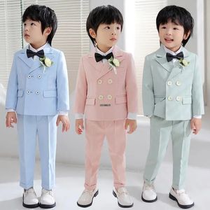 Korea Jongens Pography Pak Kinderen Trouwjurk Kinderen Stage Performance Blazer Pak Baby Verjaardag Formele Ceremonie Kostuum 240116