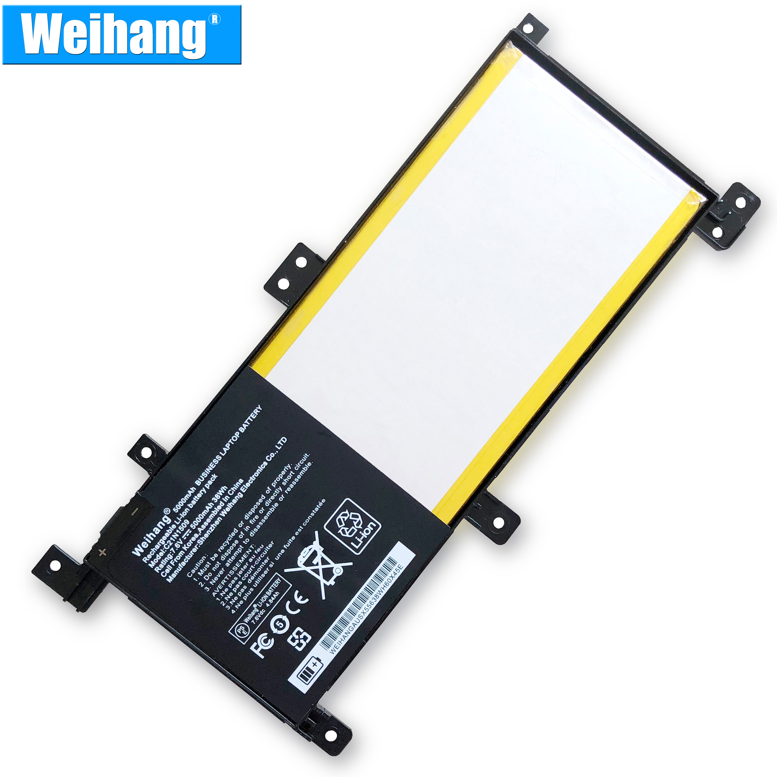 Weihang – batterie coréenne pour ordinateur portable, 5000mAh, 38wh, 7.6V, C21N1509, pour ASUS VivoBook X556UQ X556UQ-XO076T X556UJ X556UJ-XO015T