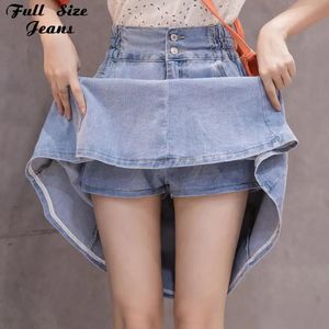 Korea Chi Feminino Y2k Shorts Jeans Skorts 90's Zomer Hoge Taille Geplooide Binnenrokken Lichtblauwe Korte Denim Rok Zwart Meisje