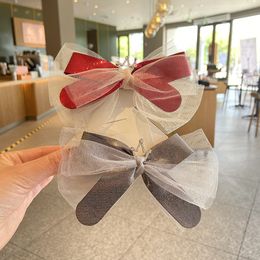 Korea Crown Ribbon Mesh Big Bow Hair Claw Clips For Girls Diy Bowknot Hair Clamp Haarspeld hoofdtooi accessoires Shark Clip 1800